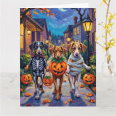 Silken Windhound Dogs in Halloween Costumes Karte (Gelbe Blume)