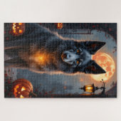 Silken Windhound Gothic Halloween-Porträtkunst Puzzle (Horizontal)