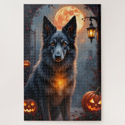 Silken Windhound Gothic Halloween-Porträtkunst Puzzle (Vertikal)