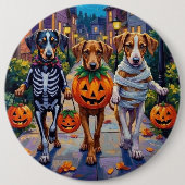 Silken Windhound-Hunde in Halloween-Kostümen Button (Vorderseite)