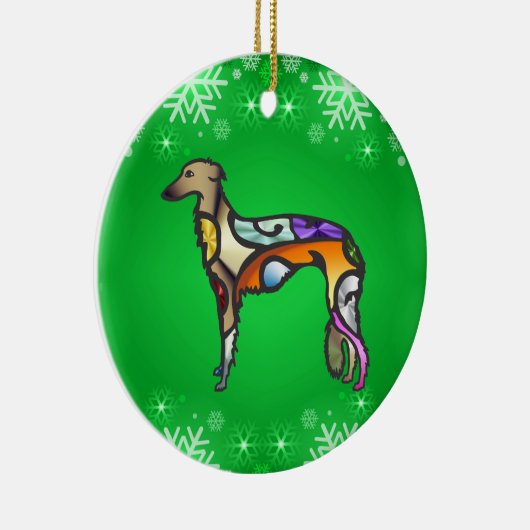 Silken Windhound Keramik Ornament (Rechts)