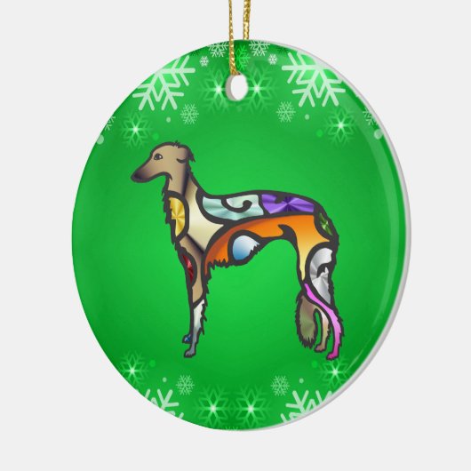 Silken Windhound Keramik Ornament (Links)