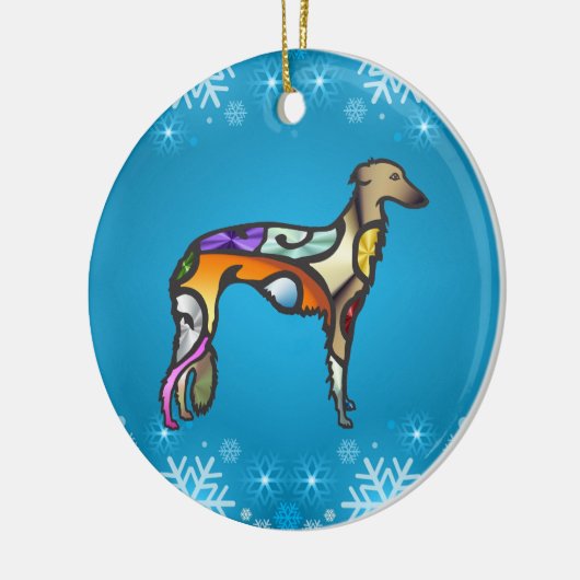 Silken Windhound Keramik Ornament (Links)