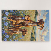 Silken Windhound Kornblumen-Wiesen-Kunst Puzzle (Horizontal)