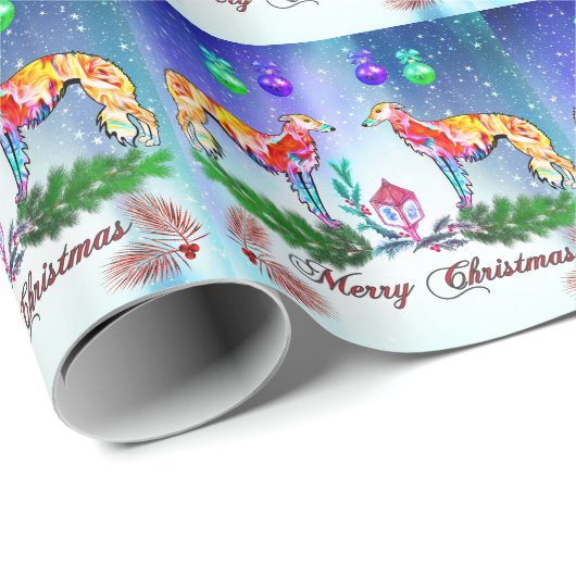 Silken Windhound Merry Christmas Geschenkpapier (Rolleneckpunkt)