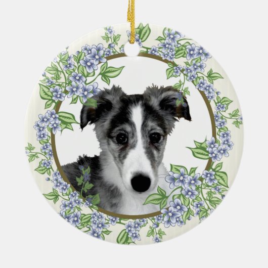 Silken Windhound Puppy Keramik Ornament (Hinten)