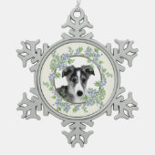 Silken Windhound Puppy Perfect Schneeflocken Zinn-Ornament (Vorderseite)