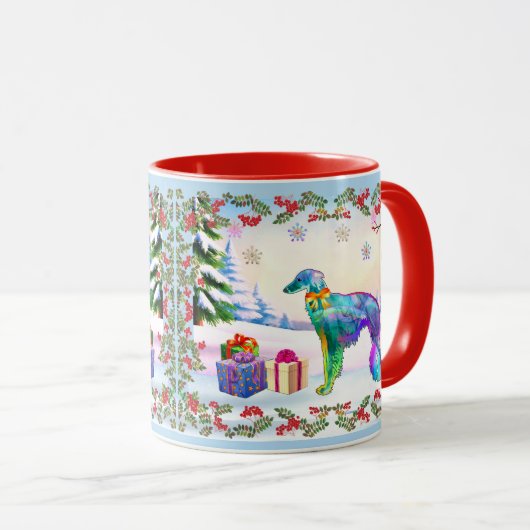 Silken Windhound X-mas Tasse (VorderseiteRechts)