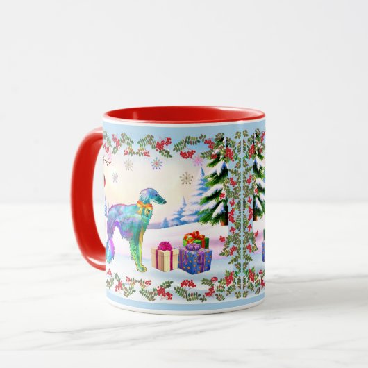 Silken Windhound X-mas Tasse (Vorderseite Links)