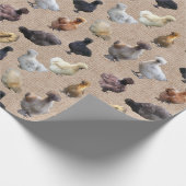 Silkie Bantam Burlap Chickens Geschenkpapier (Ecke)
