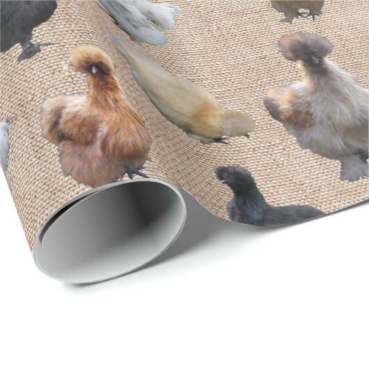 Silkie Bantam Burlap Chickens Geschenkpapier (Rolleneckpunkt)