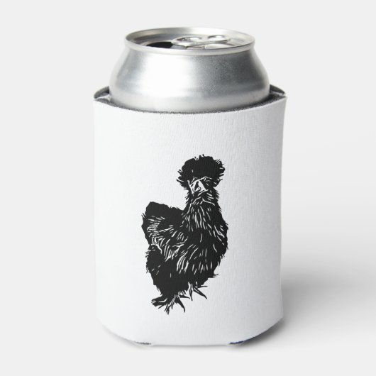 Silkie Bantam Chicken Line Zeichnend Dosenkühler (Kanne Vorderseite)
