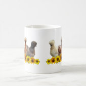 Silkie Bantam Chicken Trio und Sonnenblumen Kaffeetasse (Mittel)