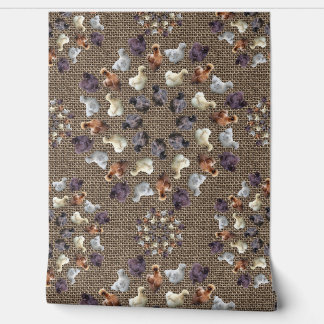 Silkie Bantam Chickens Burlap Farmhouse Mandala Tapete