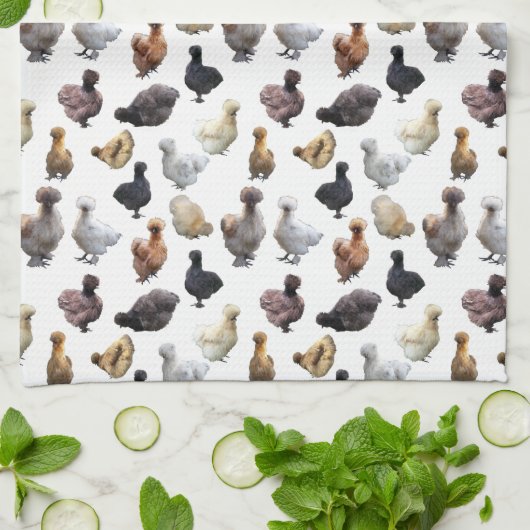 Silkie Bantam Chickens Geschirrtuch (Gefaltet)