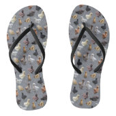 Silkie Bantam Chickens im Glitzer Hintergrund Badesandalen (Fußbett)