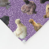Silkie Bantam Chickens Imitate Glitzer Lila Fleecedecke (Ecke)