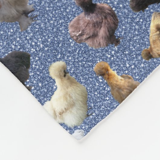 Silkie Bantam Chickens Imitats Glitzer Blue Fleecedecke (Ecke)