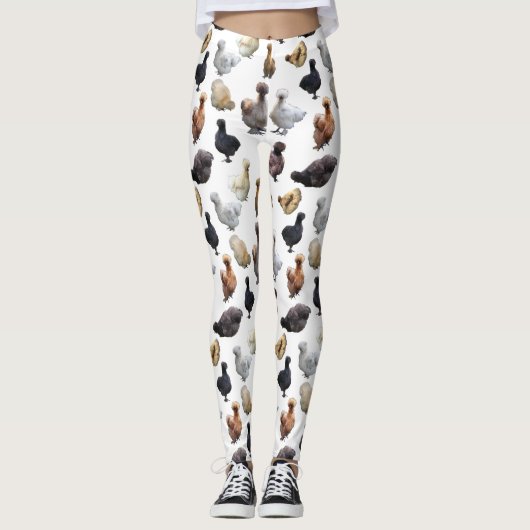 Silkie Bantam Chickens Leggings (Vorderseite)