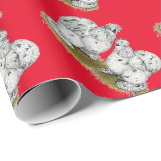 Silkie Bantam Splash Chickens Geschenkpapier (Rolleneckpunkt)