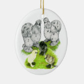 Silkie Bantam Splash Familie Keramikornament (Rechts)