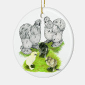 Silkie Bantam Splash Familie Keramikornament (Links)