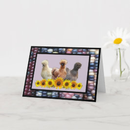 Silkie Bantam Sunflowers Rainbow Gem Corn Begrüßun Karte