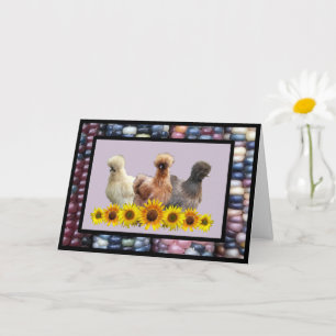 Silkie Bantam Sunflowers Rainbow Gem Corn Begrüßun Karte