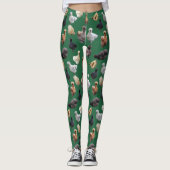 Silkie Bantams Chickens auf Smaragdgrün Leggings (Vorderseite)