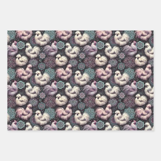 Silkie Chicken 3-Blatt Flachpapier Set Geschenkpapier Set (Vorderseite 2)