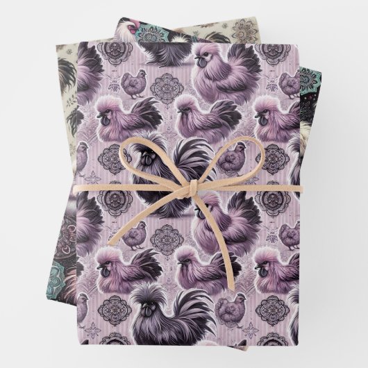 Silkie Chicken 3-Blatt Flachpapier Set Geschenkpapier Set (Beispiel)