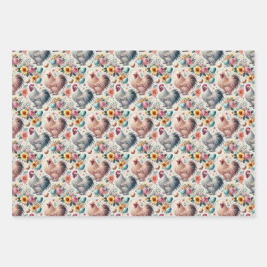 Silkie Chicken 3-Blatt Flachpapier Set Geschenkpapier Set (Vorderseite 3)