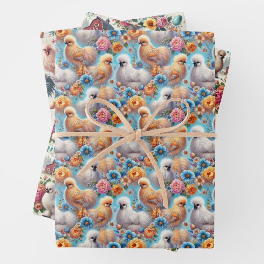 Silkie Chicken 3-Blatt Flachpapier Set Geschenkpapier Set (Beispiel)