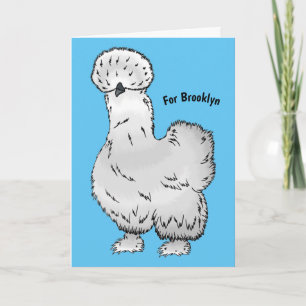 Silkie chicken cartoon illustration karte