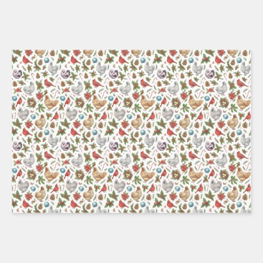 Silkie Chicken Christmas Wrapping Papers Set of 3 Geschenkpapier Set (Vorderseite 2)