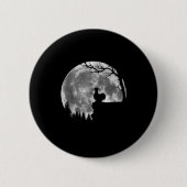 Silkie Chicken Moon Silhouette Funny Lazy Hallowee Button (Vorderseite)