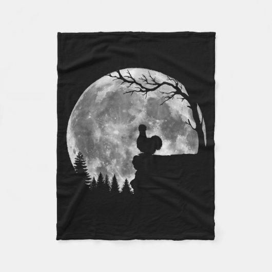 Silkie Chicken Moon Silhouette Funny Lazy Hallowee Fleecedecke (Vorderseite)