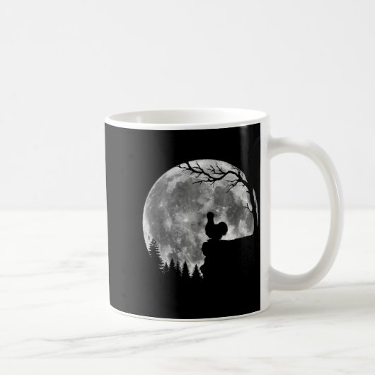 Silkie Chicken Moon Silhouette Funny Lazy Hallowee Kaffeetasse (Rechts)