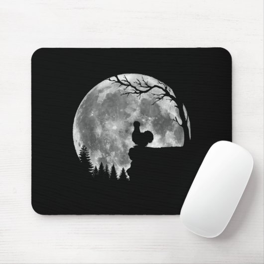 Silkie Chicken Moon Silhouette Funny Lazy Hallowee Mousepad (Mit Mouse)