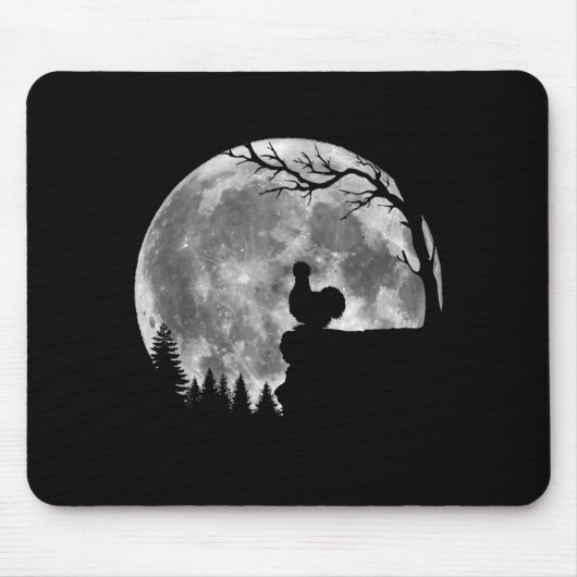 Silkie Chicken Moon Silhouette Funny Lazy Hallowee Mousepad (Vorne)