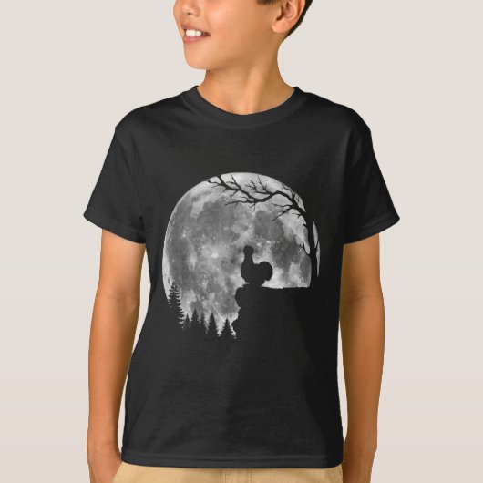 Silkie Chicken Moon Silhouette Funny Lazy Hallowee T-Shirt (Vorderseite)