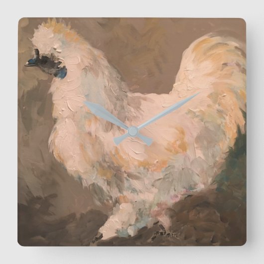 Silkie Chicken Wall Clock Quadratische Wanduhr (Vorderseite)
