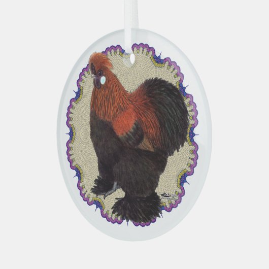 Silkie Circle Ornament Aus Glas (Vorderseite links)