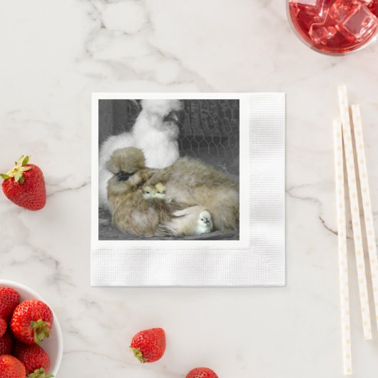 Silkie Hens mit Hühnern pinkeln aus Federn Serviette (Beispiel)