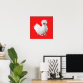 Silkie-Huhn auf Rot Poster (Heimbüro)