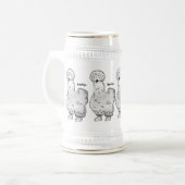 Silkie-Hühner-Cartoon Bierglas (Vorderseite Links)