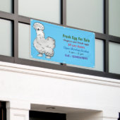 Silkie Hühner Cartoon Frischei-Schild zum Verkauf Banner (Äußeres Gebäude)