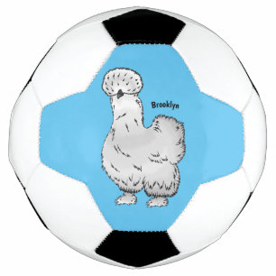 Silkie-Hühner-Cartoon Fußball