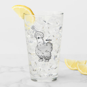 Silkie-Hühner-Cartoon Glas