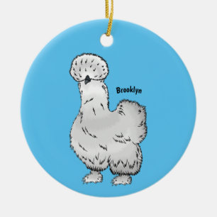 Silkie-Hühner-Cartoon Keramik Ornament